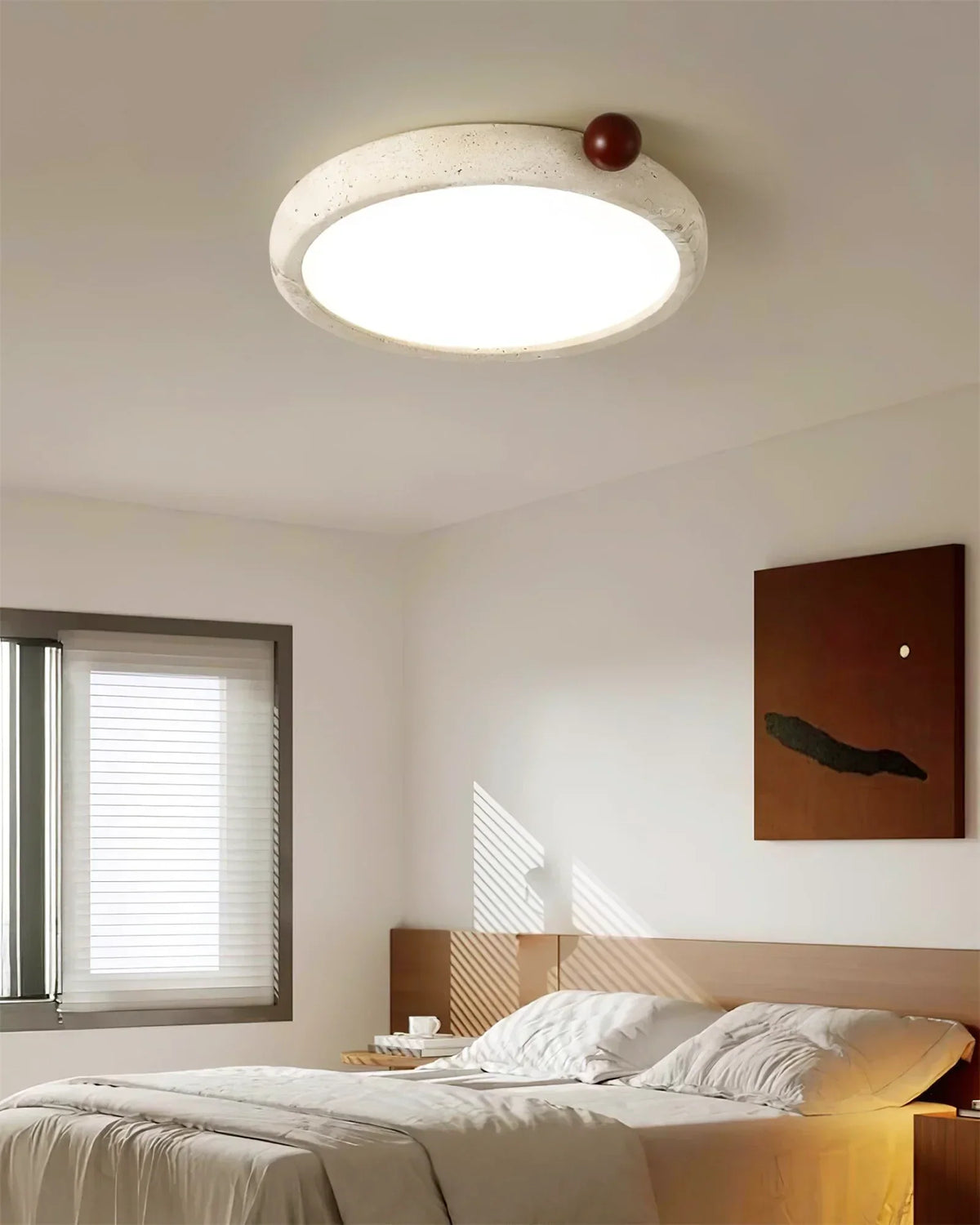 Round Travertine Metra Ceiling Light – Travertine detail 7