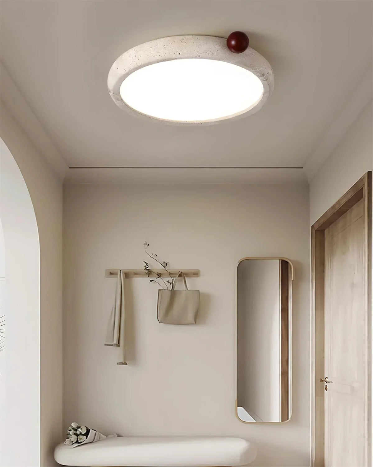 Round Travertine Metra Ceiling Light – Travertine detail 3