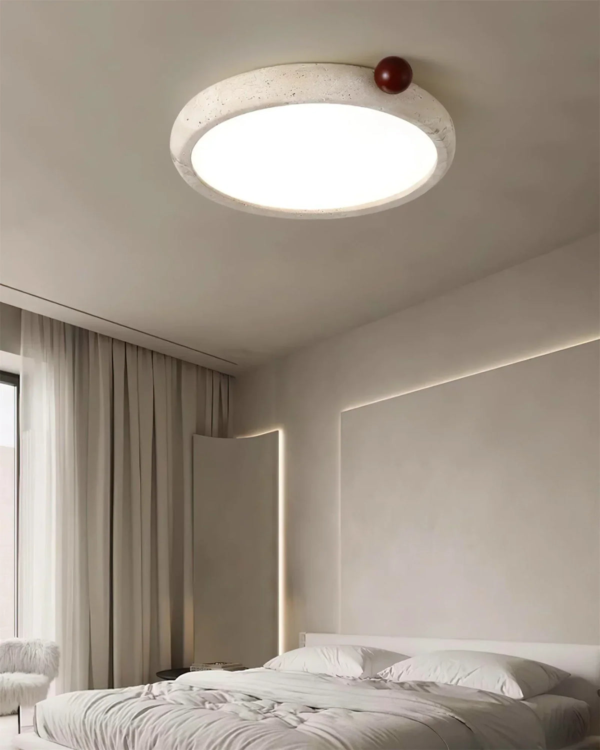 Round Travertine Metra Ceiling Light – Travertine detail 4