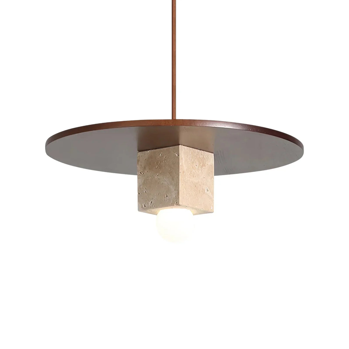 Round Wood Square Travertine Pendant Light – Travertine detail 12