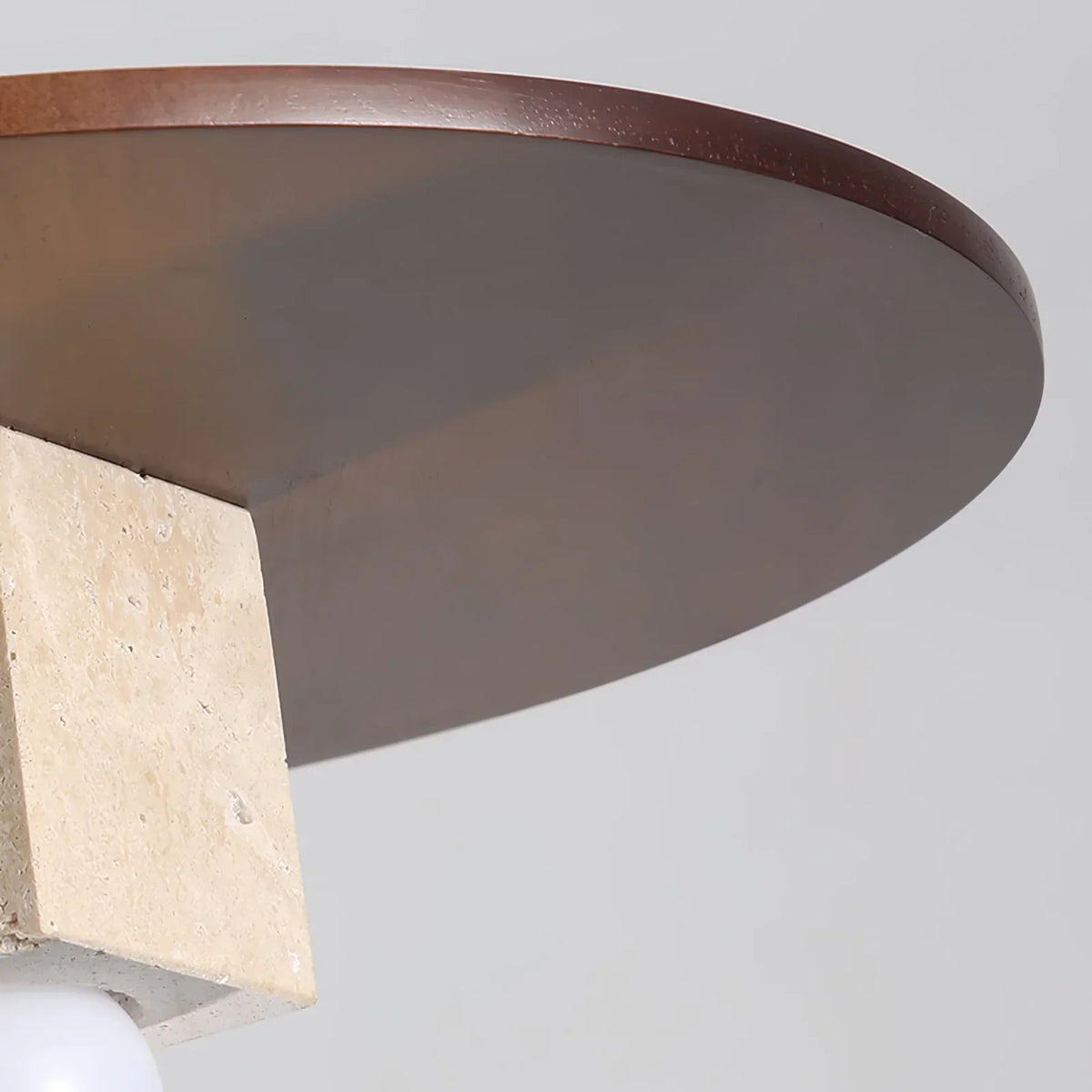 Round Wood Square Travertine Pendant Light – Travertine detail 10