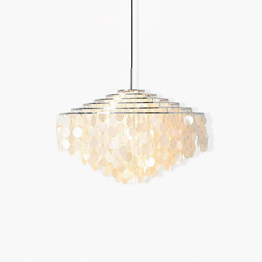 Round Shell Chandelier for Bedroom Living Room