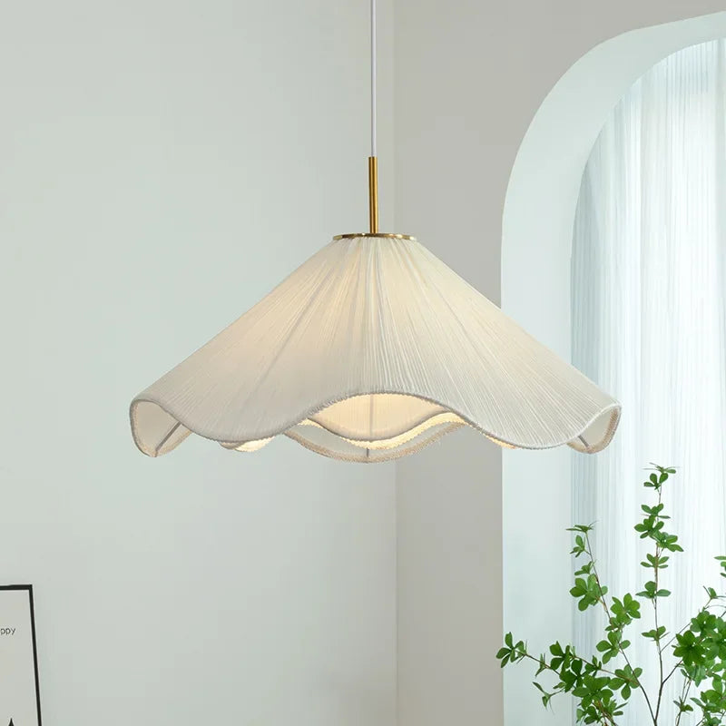 Nordic Fabric LED Chandelier Foyer White E27 Pendant