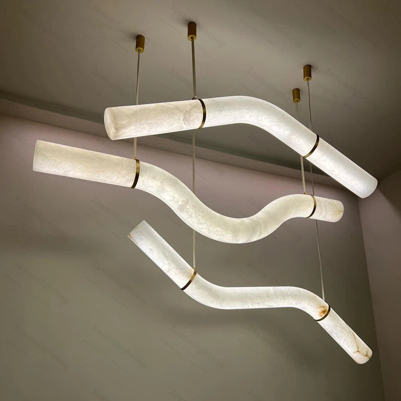 Marble Art Gold Chrome Dimmable LED Hight Ceiling Chandelier