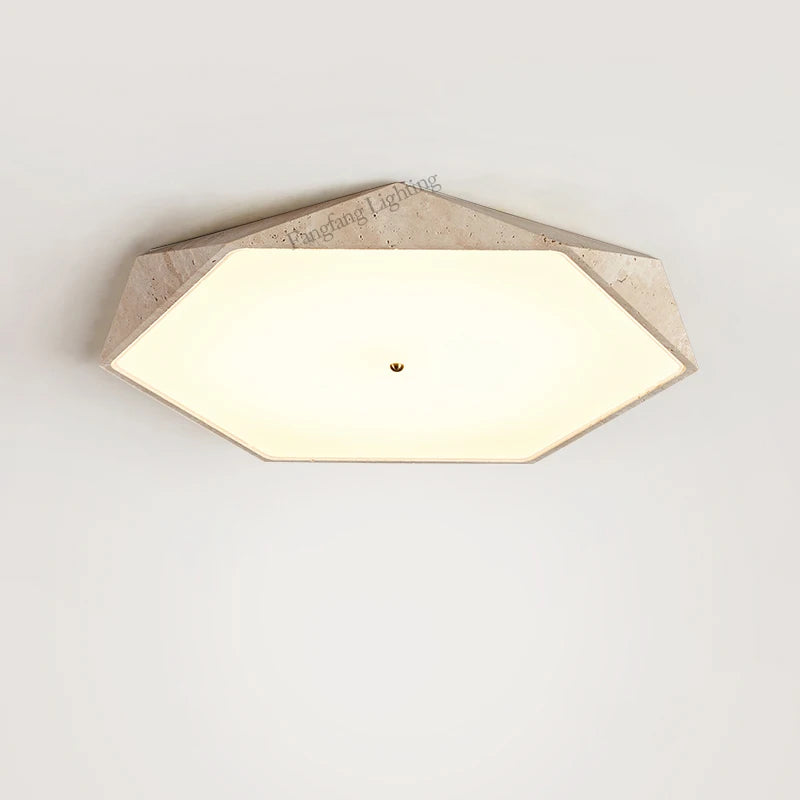 Wabi-Sabi Travertine Ceiling Lamps Natural Stone LED Lights