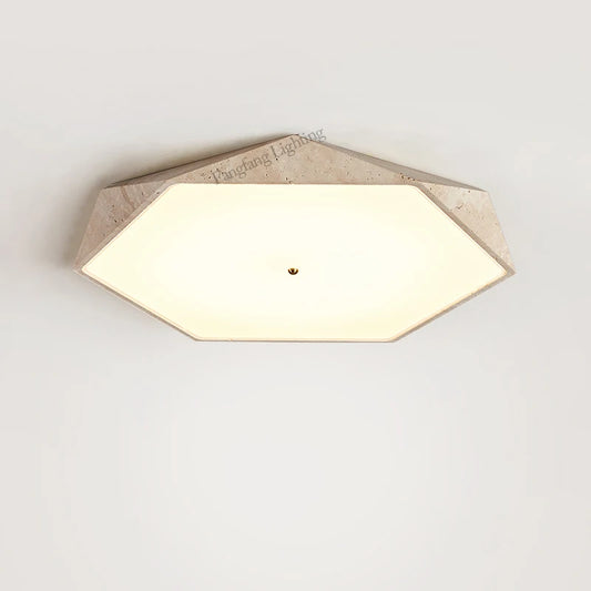 Wabi-Sabi Travertine Ceiling Lamps Natural Stone LED Lights