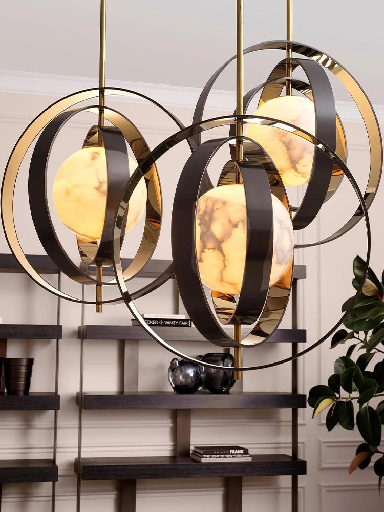Home Marble Globe Black Gold Pendant Lights