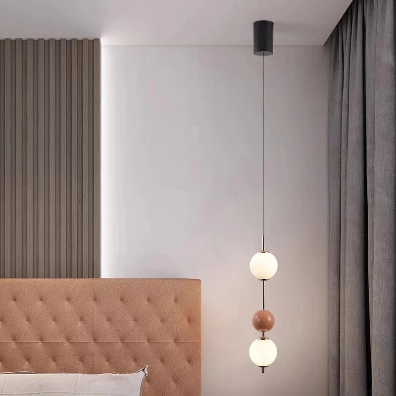 Colorful Ball LED Pendant Light White Glass