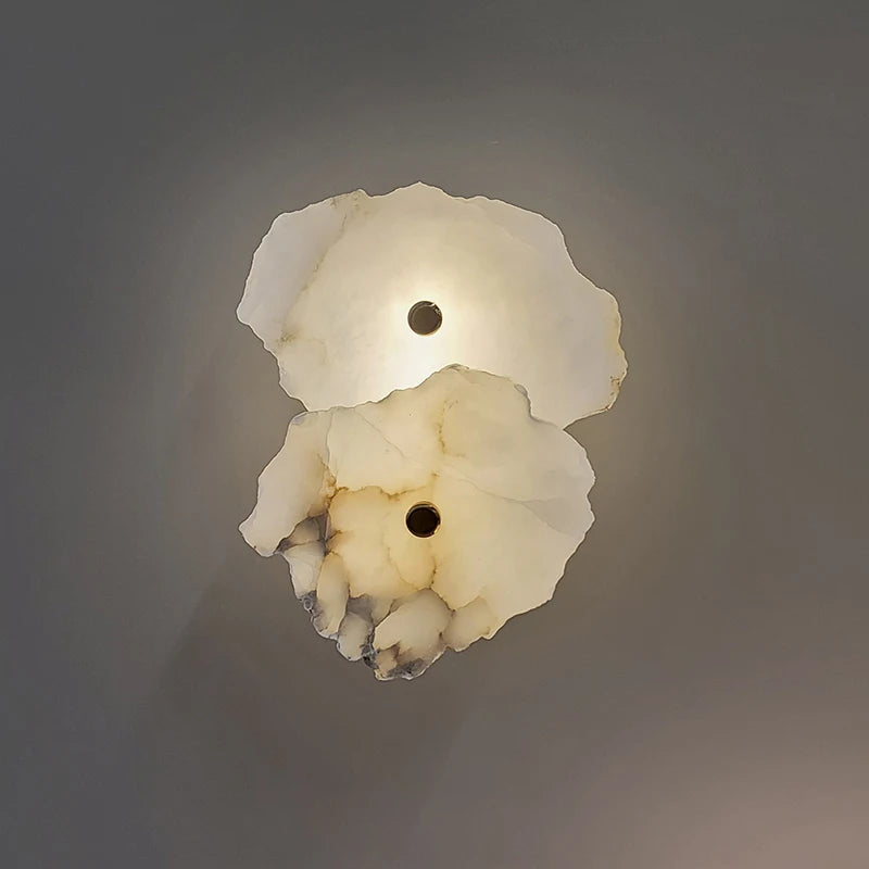 Natural Marble LED Wall Lamp Copper Novelty Lighting Sconce