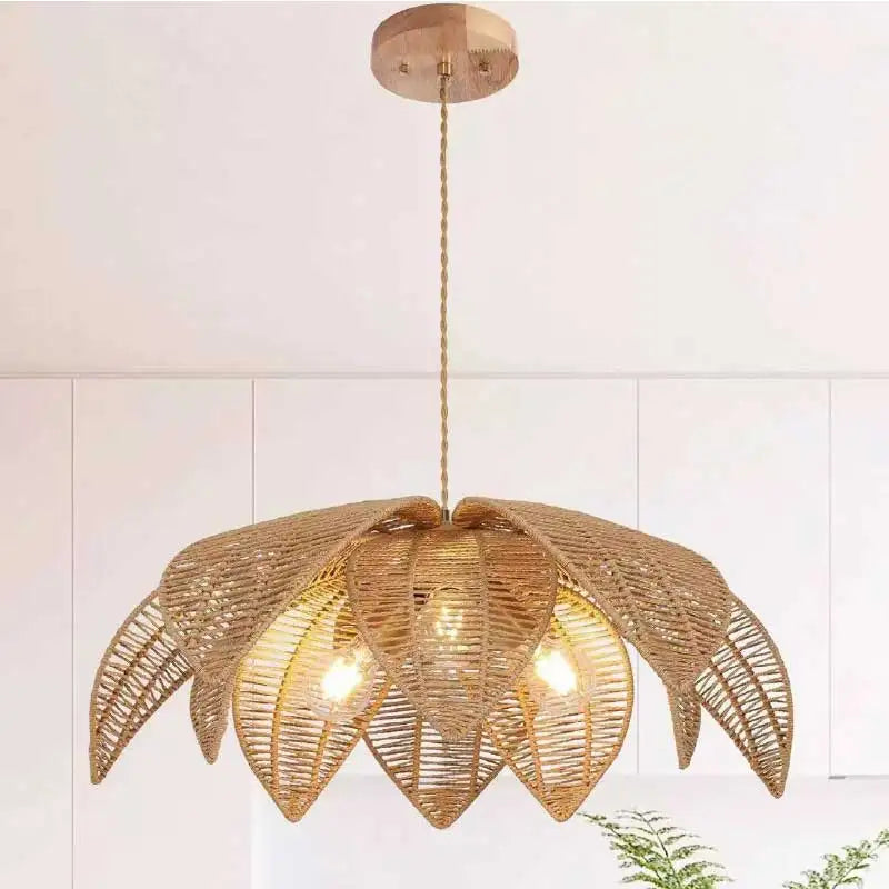 American Retro E27 Rattan Pendant Light