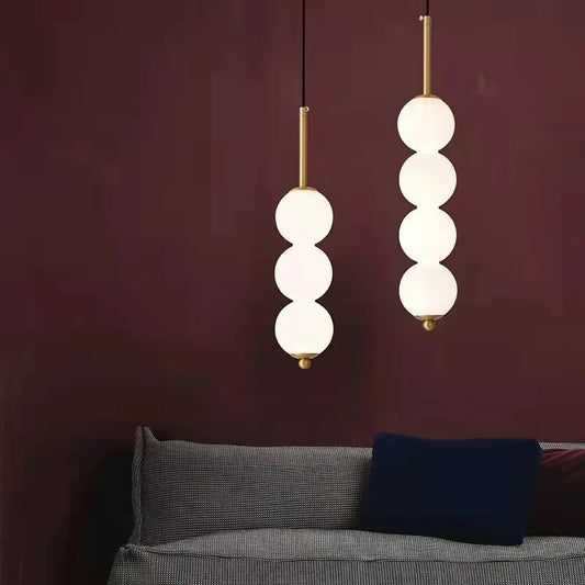 White Glass LED Pendant Lights Dining Room Bedroom Hanging