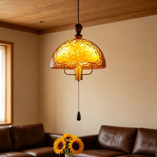 Acrylic Lampshade Pendant Lights Three E27 Bulb With Brown