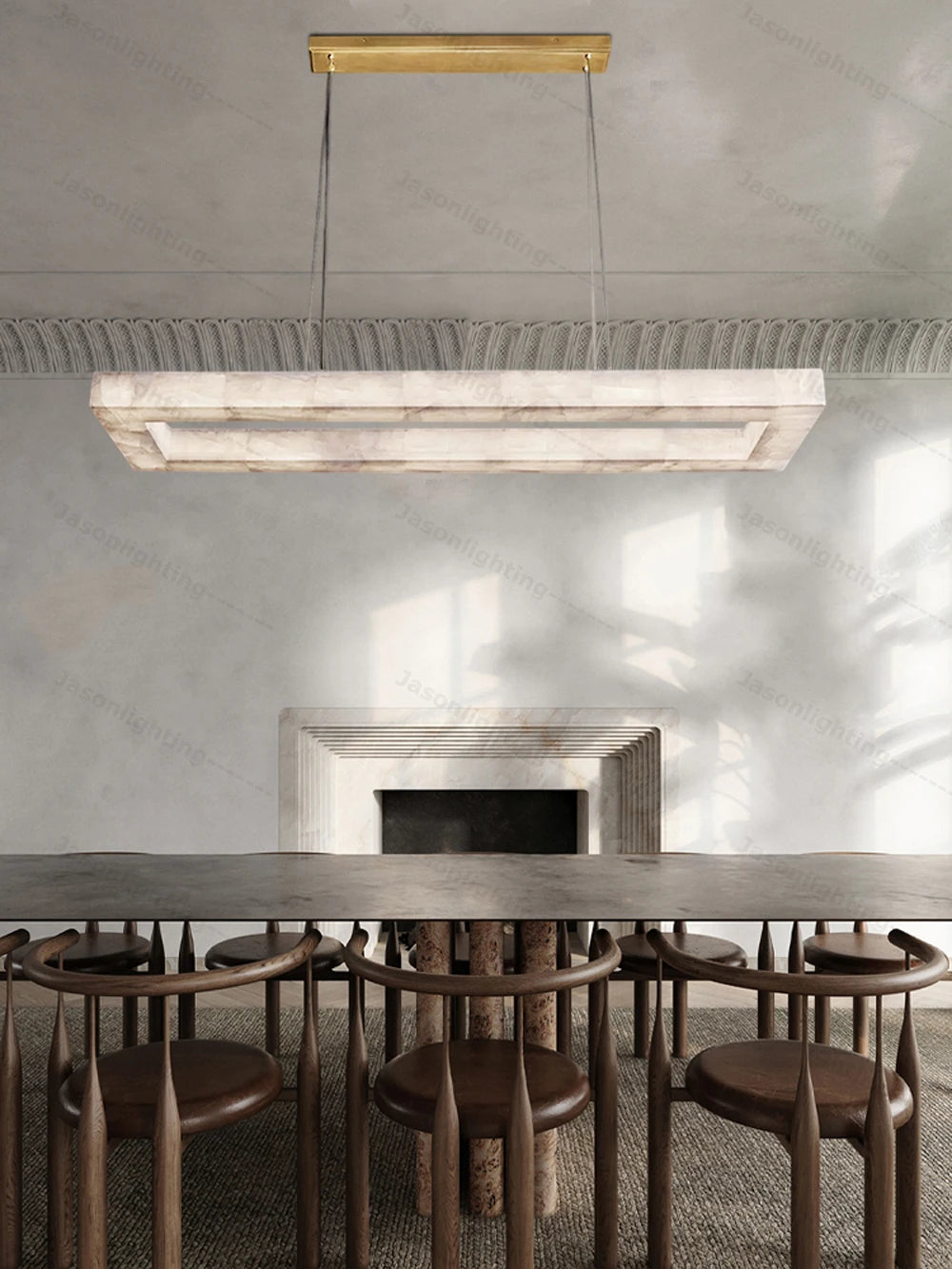 50-200CM Natural Marble Ring Pendant Light Alabaster