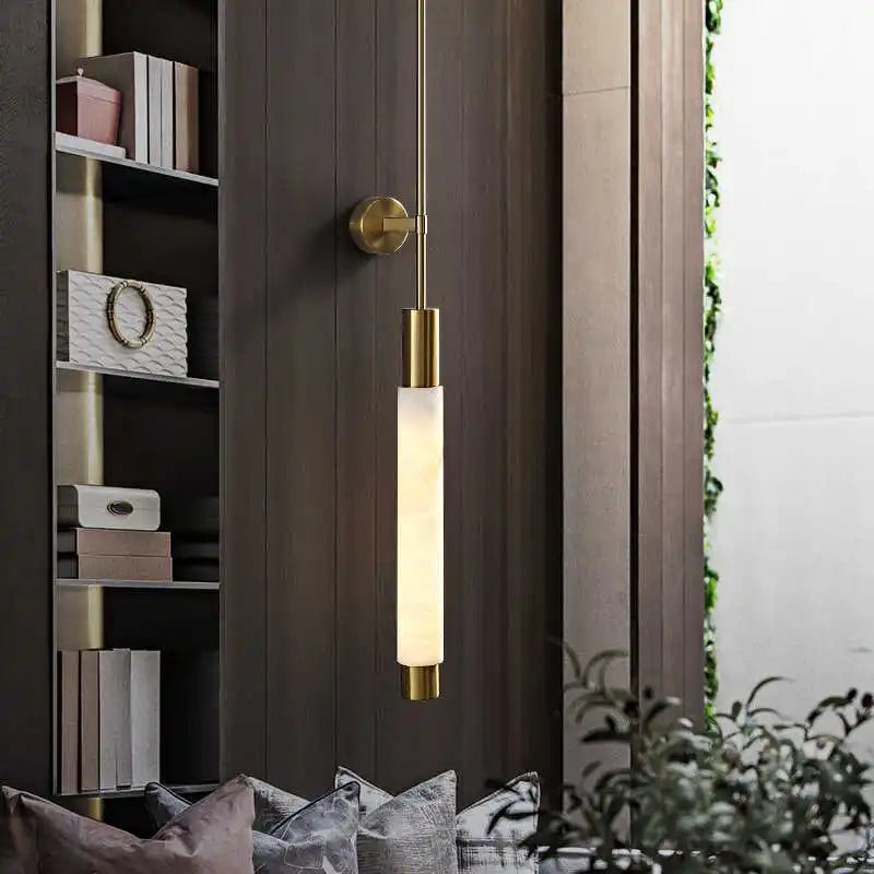 Simple Natural White Marble Wall Light Copper