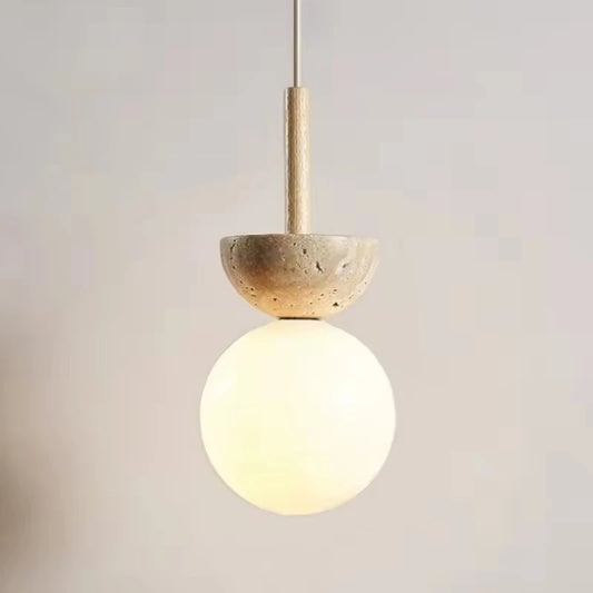 White Glass G9 Bulb Pendant Light Natural Stone