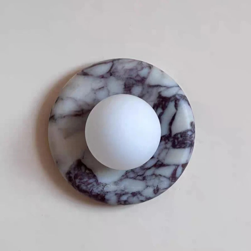 Round Real Stone Wall Light Home White Glass G9 Bulb Indoor