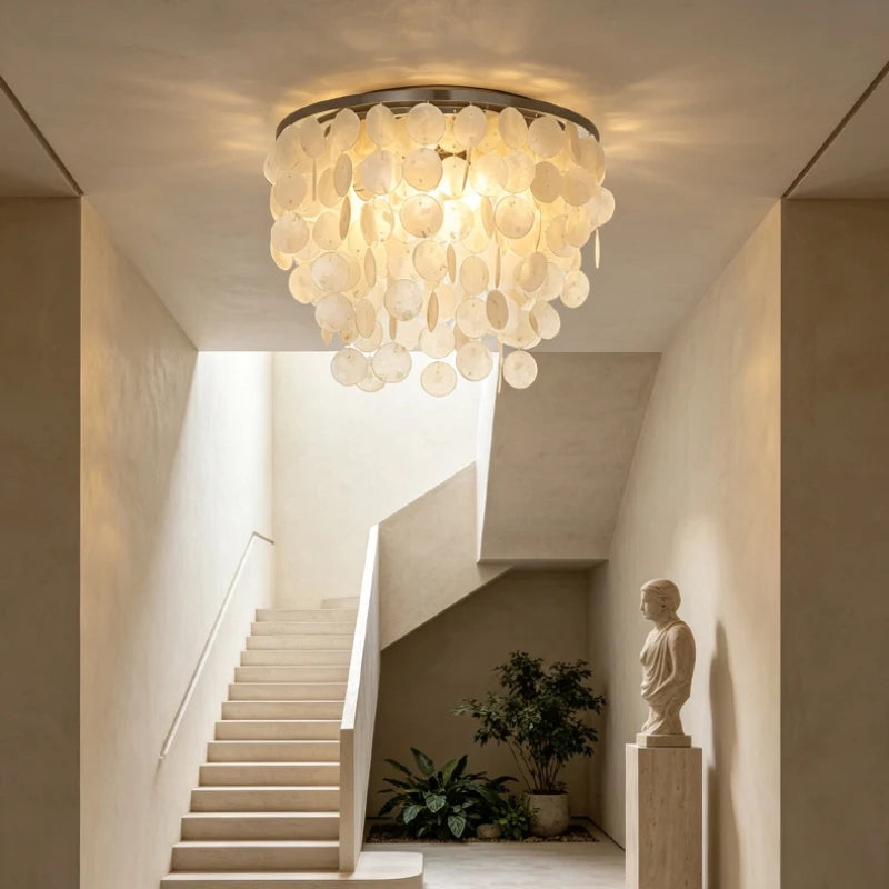 Romantic Shell LED Ceiling Light E27 Bulb Gold Metal Base