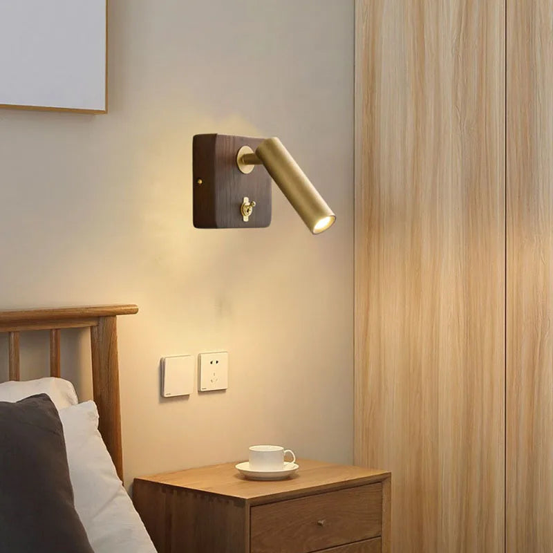With Switch Wall Lamp Gold Silver Brass Wooden
