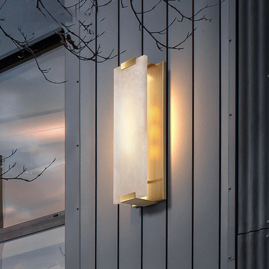 Rectangle Natural Marble LED Wall Lights Copper