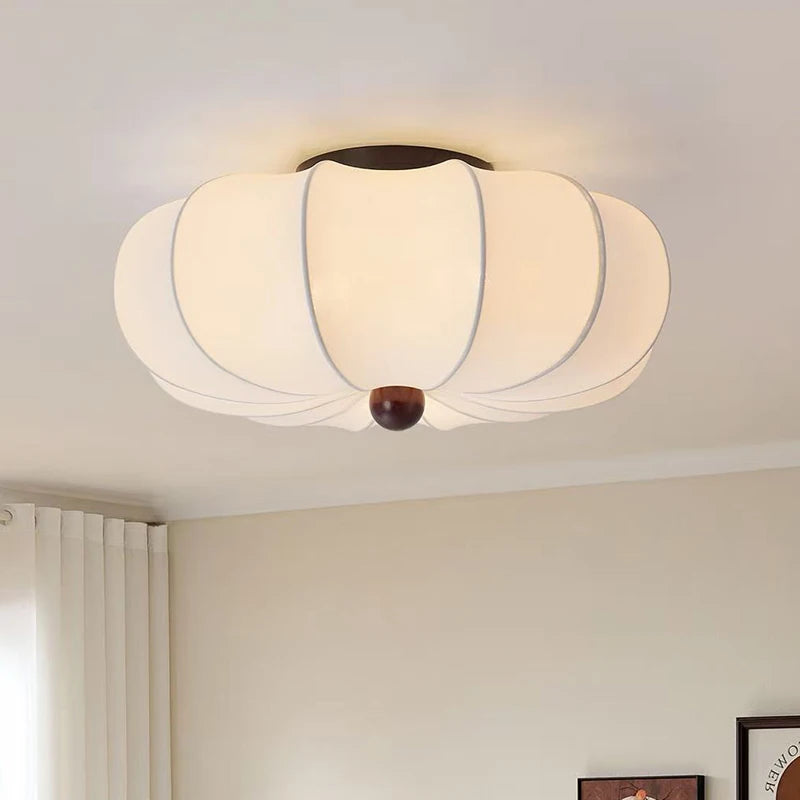 Silk LED Ceiling Lamp Bedroom Romantic White Chandelier