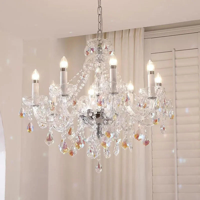 Europe K9 Crystal E14 Chandelier Living Room Candle Pendant