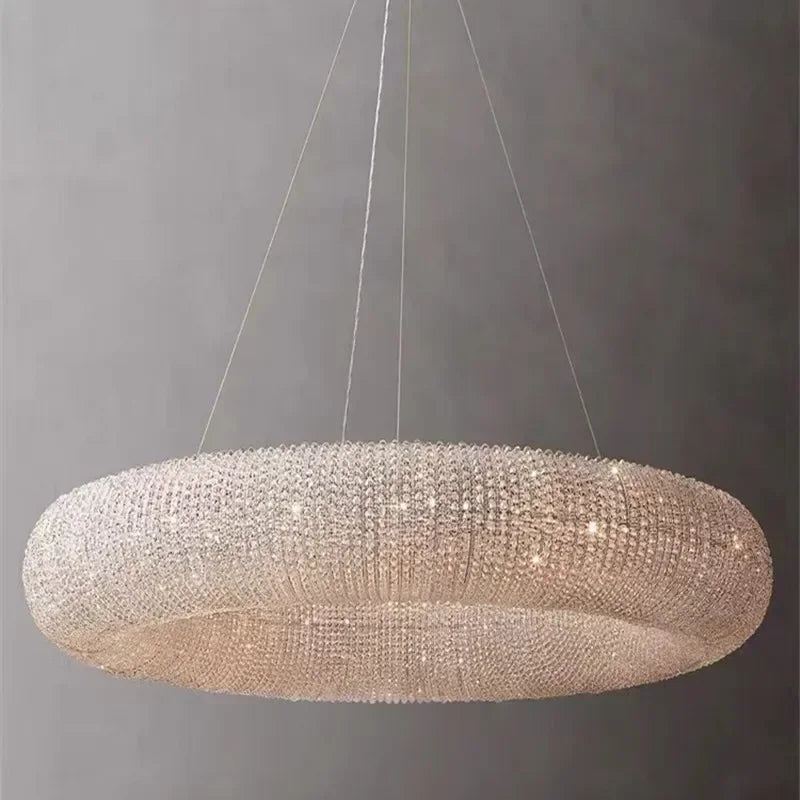American K9 Crystal E14 LED Pendant Light Loft Round Iron