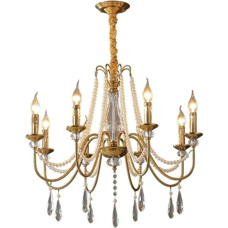 French Crystal Pearl Chandelier Foyer E14 Pendant