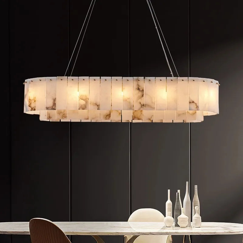 2 Layer Marble Series LED Hanging Lamps Chandelier