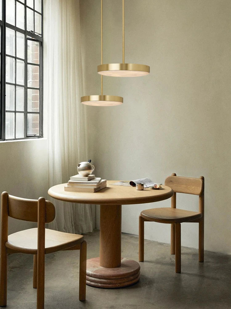 Gold Black 5CM Marble Round LED Pendant Light Alabaster