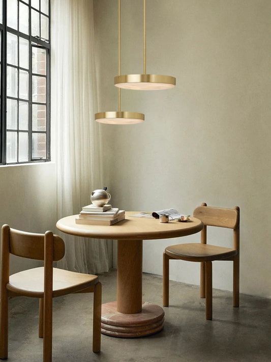 Gold Black 5CM Marble Round LED Pendant Light Alabaster
