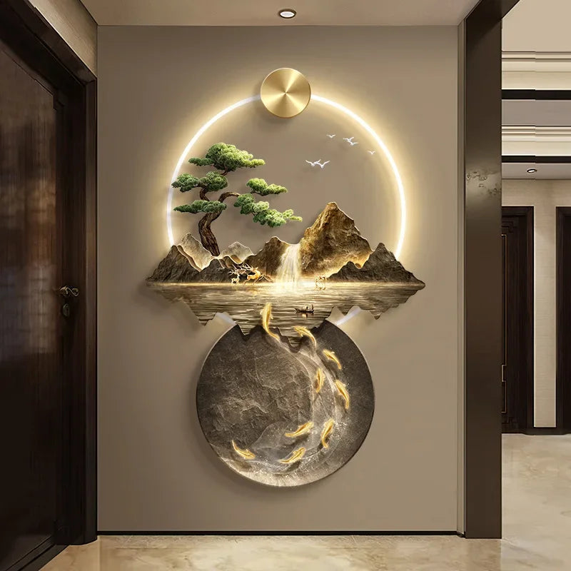 Background Landscape Painting Wall Lamp Chinese