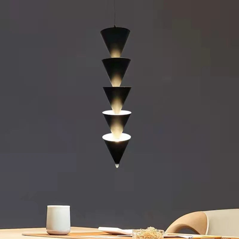 Gold Black Cone LED Pendant Lamp