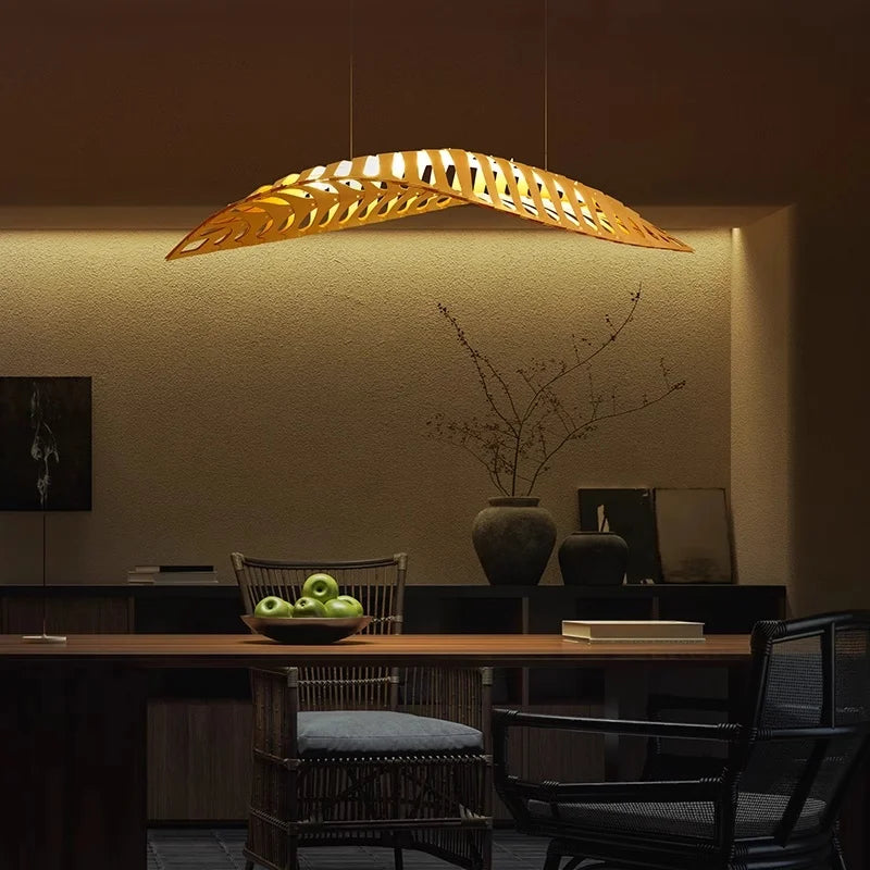 Nordic Wood Fish Bone LED Pendant