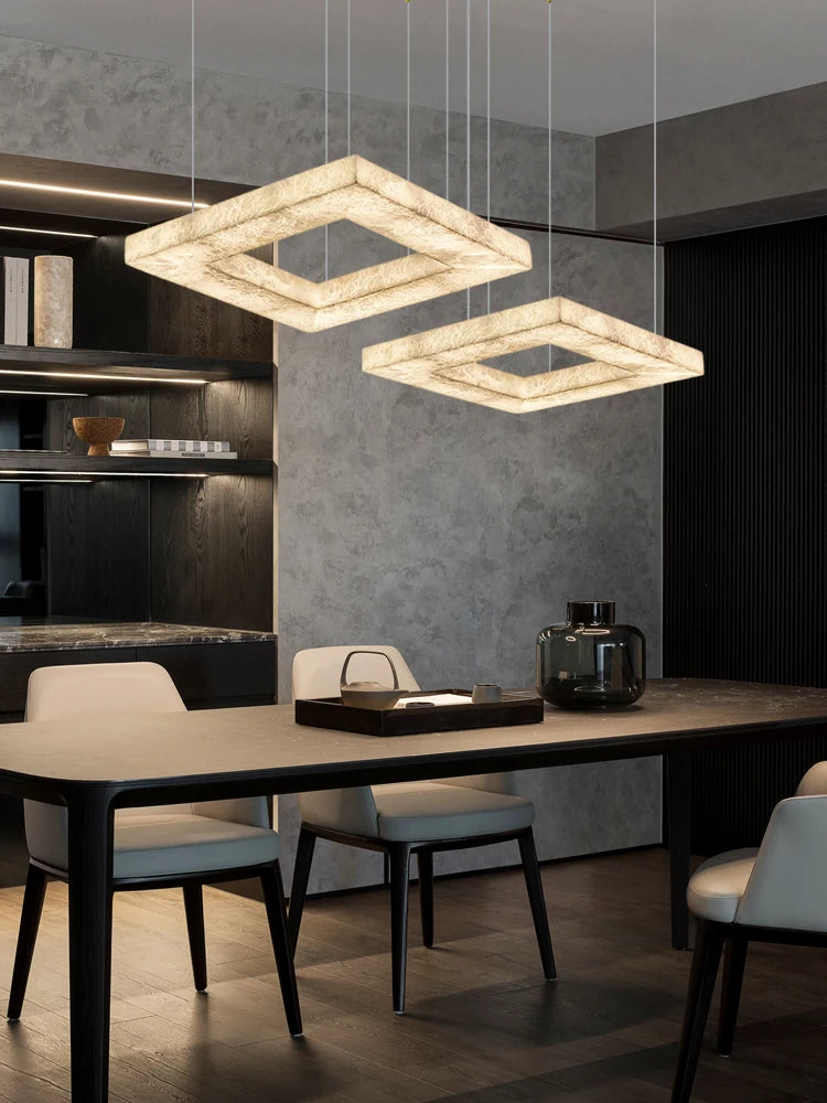 Dimmable LED Square Gold Chrome Black Pendant Light