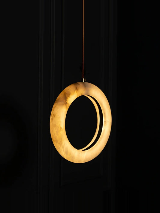 Dimmable LED Marble Circle Hanging Lamps Chandelier White