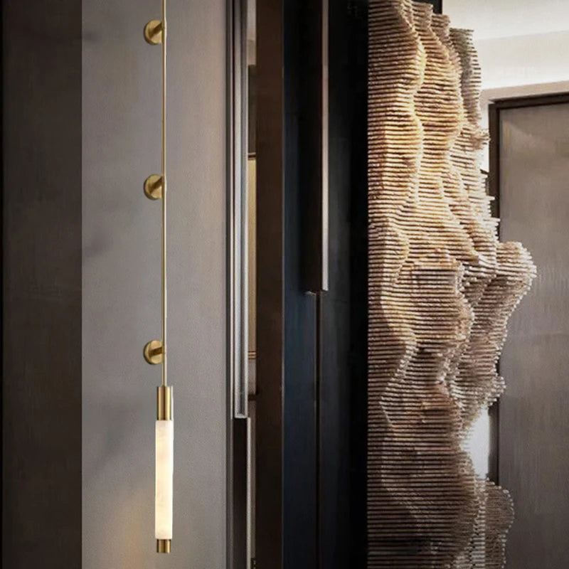 Simple Natural White Marble Wall Light Copper