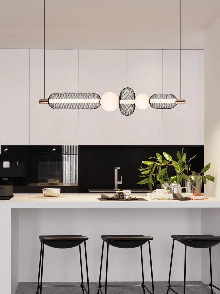 Black Grid Restaurant Pendant Light Designer Coffee Table