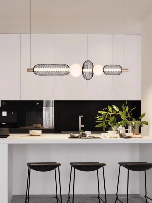 Black Grid Restaurant Pendant Light Designer Coffee Table