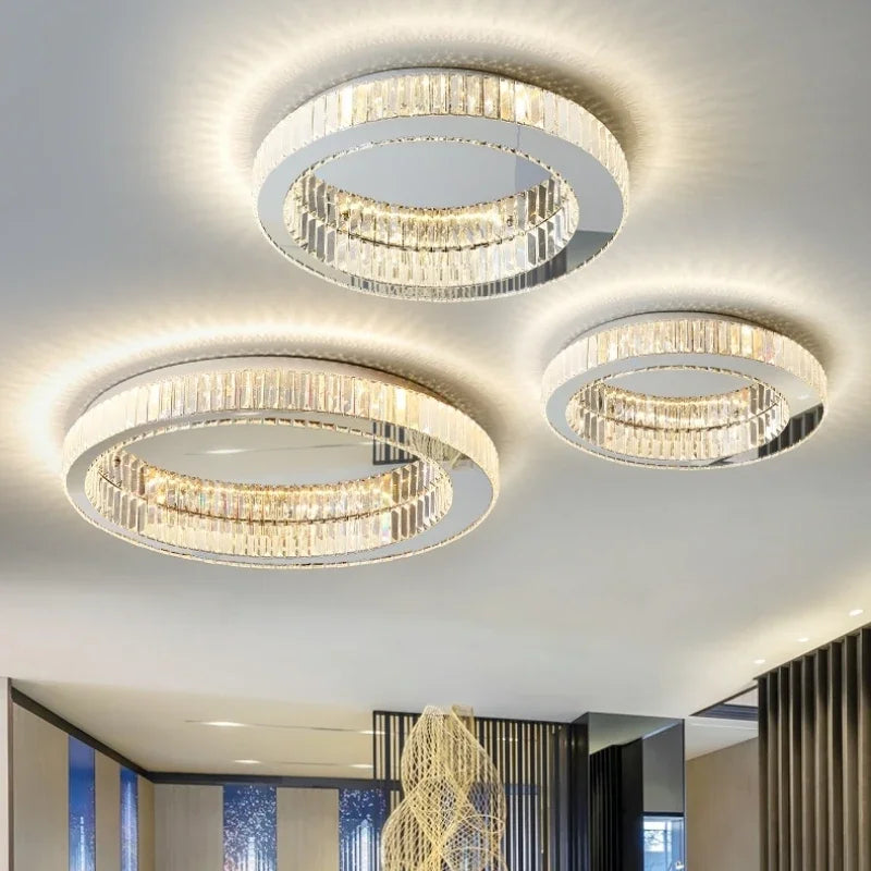 Living Room LED Ceiling Lamp K9 Crystals Dimmable Light
