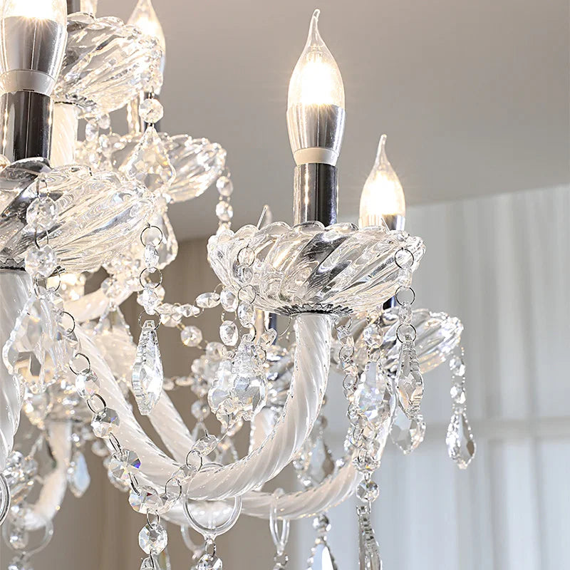 Painted Black Candle E14 Chandelier K9 Crystal Pendant