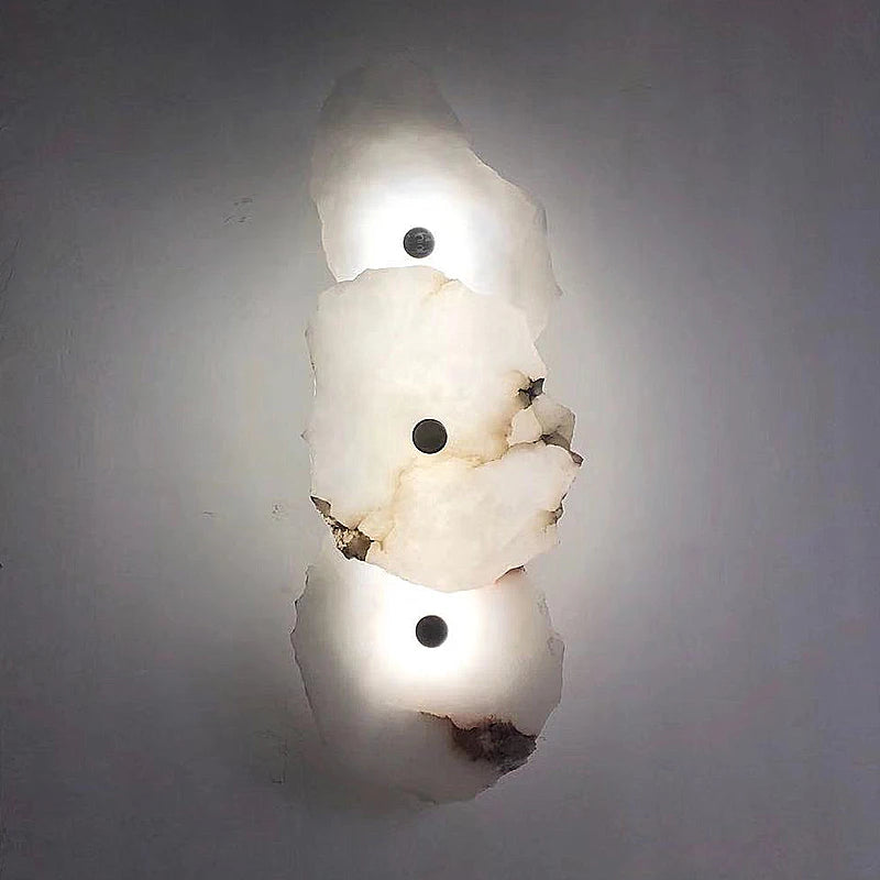 Natural Marble LED Wall Lamp Copper Novelty Lighting Sconce
