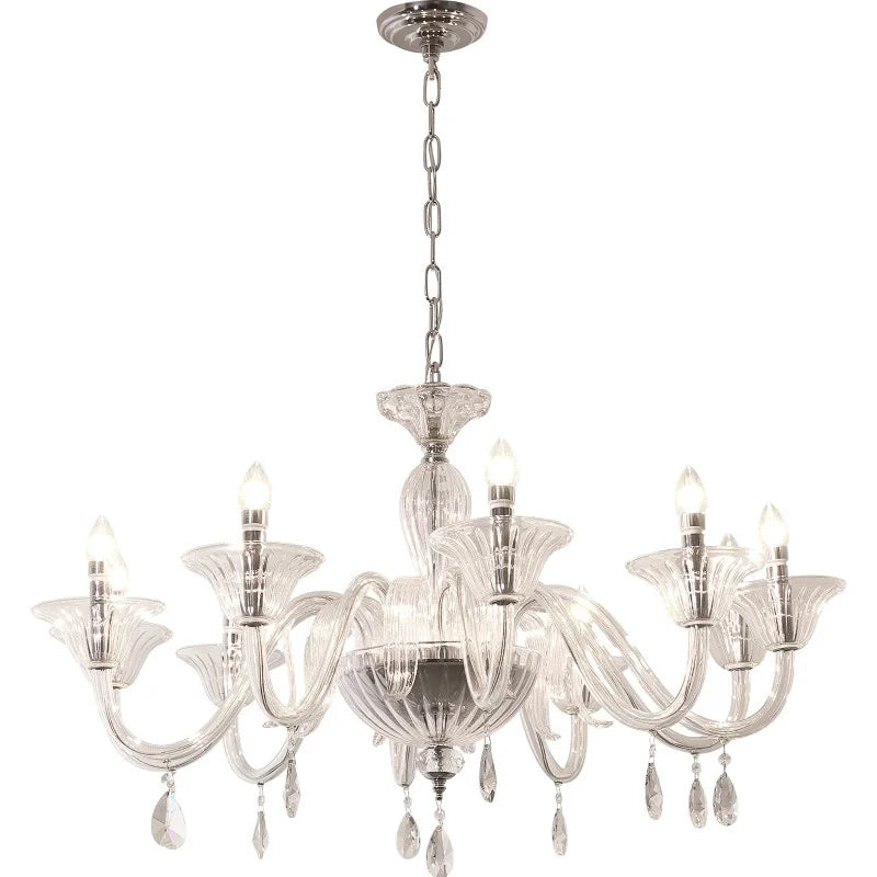 French Candle E14 Chandelier Living Room Creamy Pendant