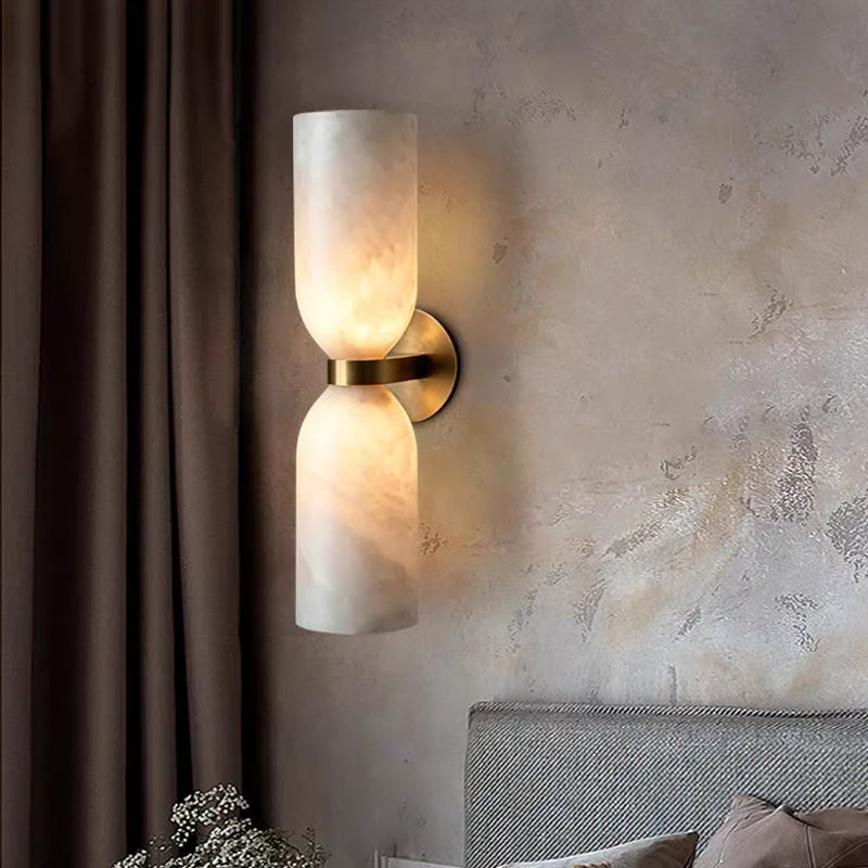 Real Marble Wall Light Gold Black Copper E14 Bulb For Indoor