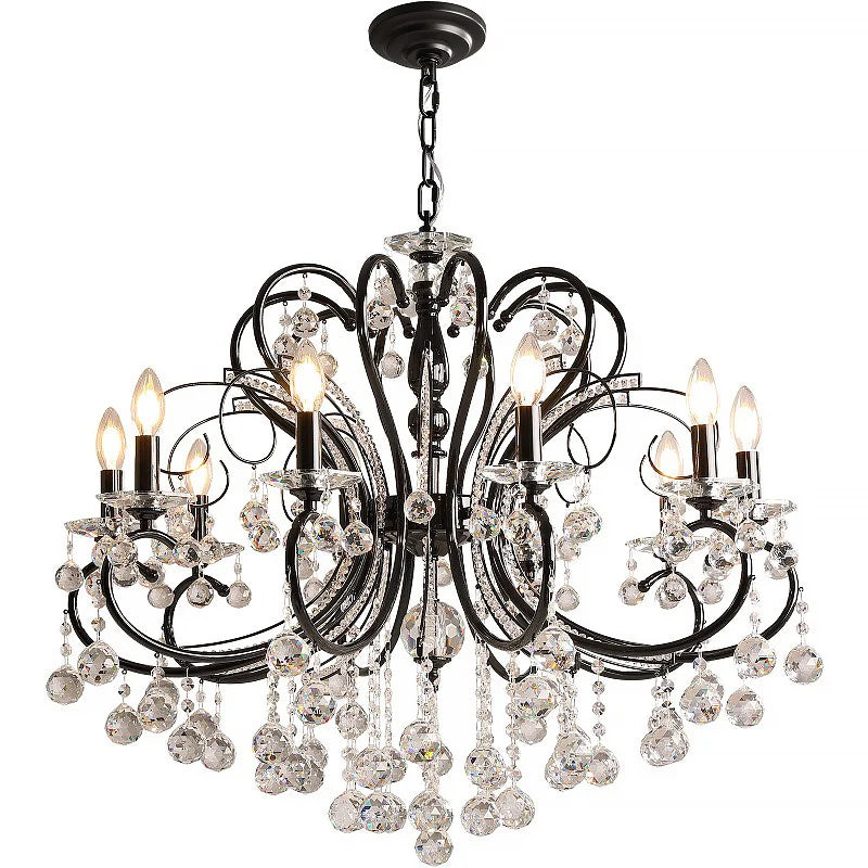 American Black Iron E14 Candle LED Chandelier