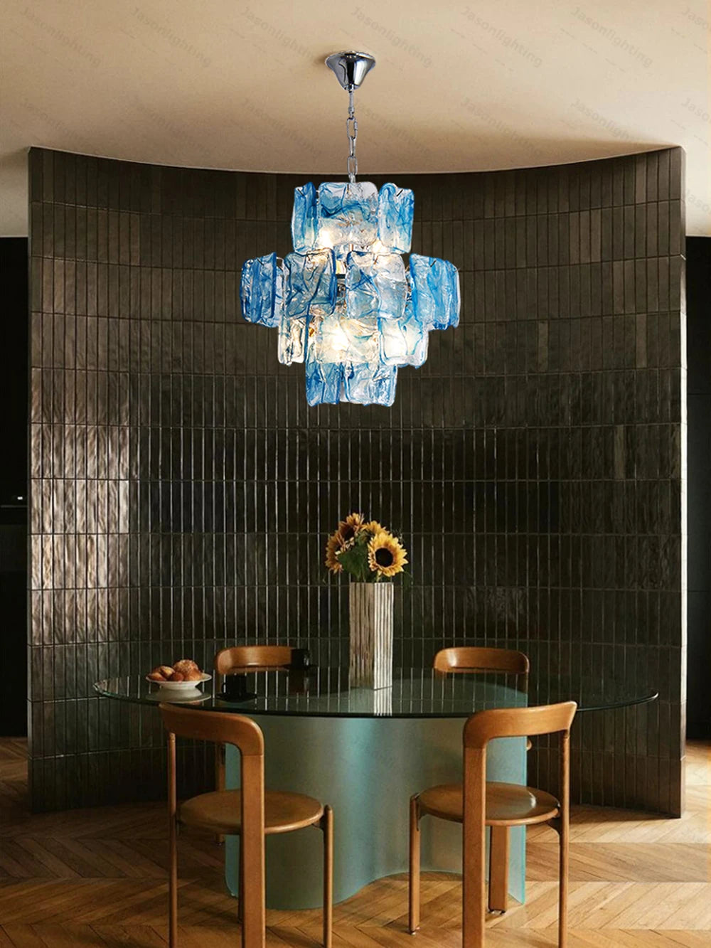 Blue Eyes Glass Collection Dimmable LED Chandelier