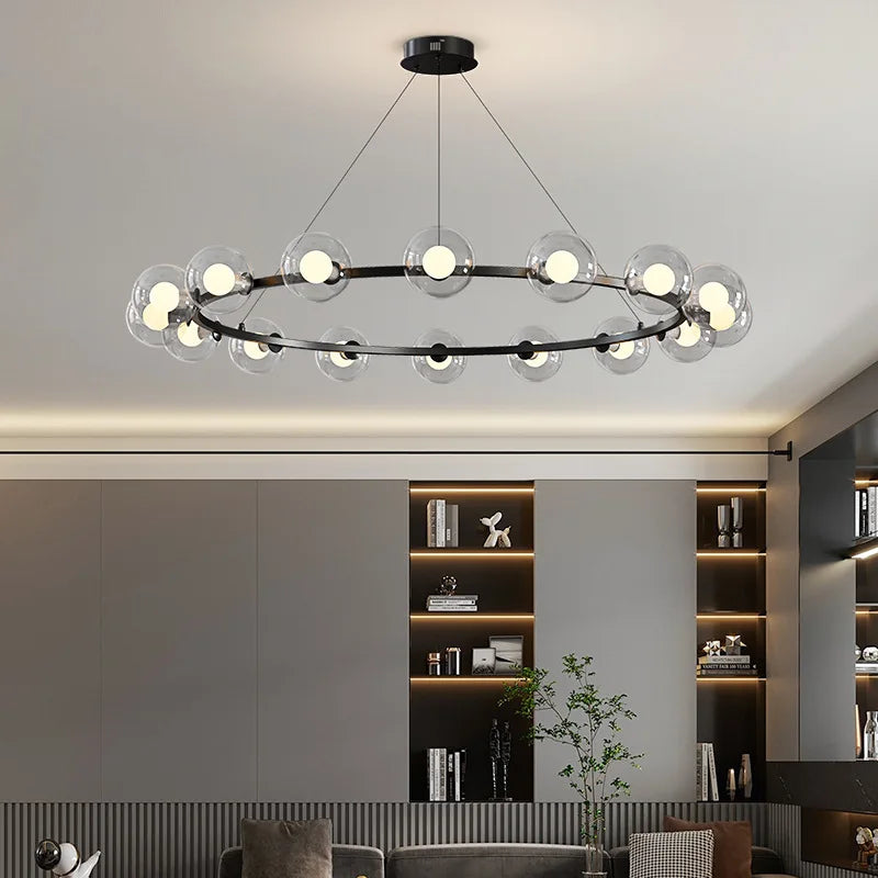 Nordic Glass Globes LED Chandelier Foyer G9 Pendant