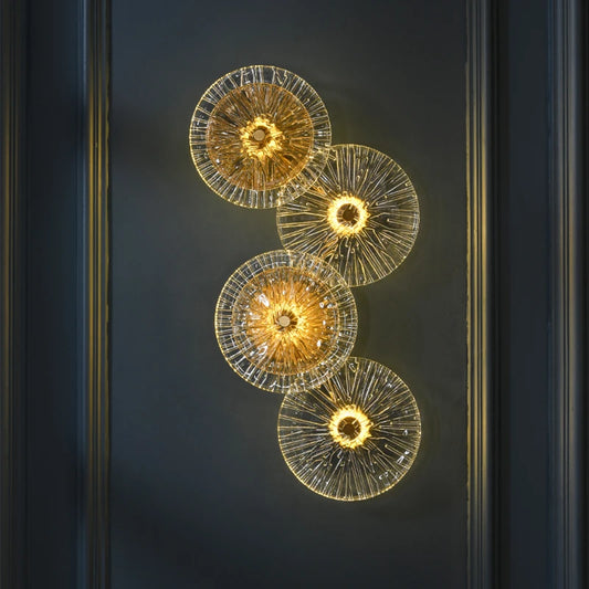 Round Crystal Wall Lamp Glass Free Combination