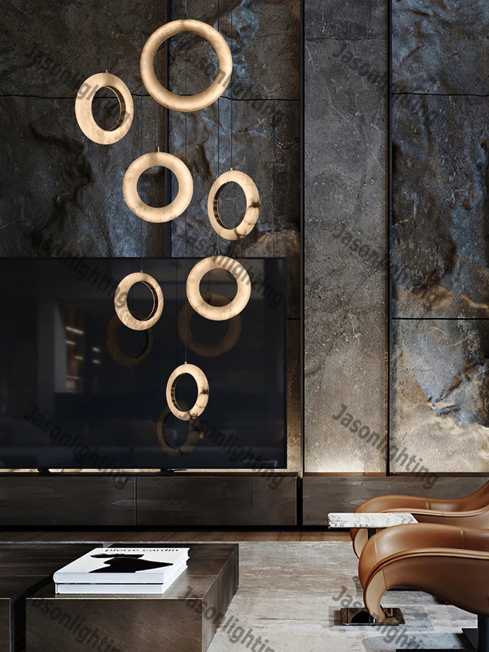LED Classic Marble Circle DIY Hanging Lamp Chandelier