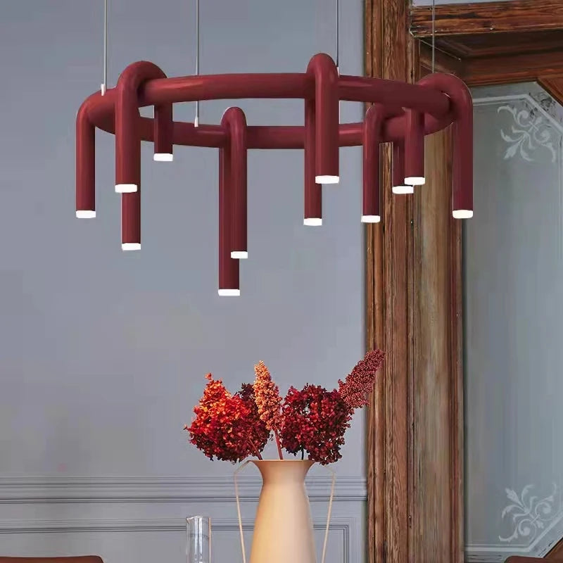 Art Chandelier Black Orange Gray Metal