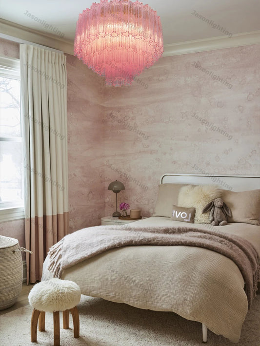 Pink Life French Design Glass Art Ceiling Chandelier